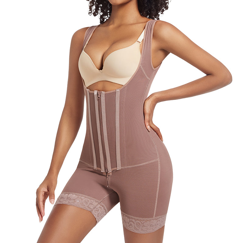 Mesh one-piece body-shaping garment